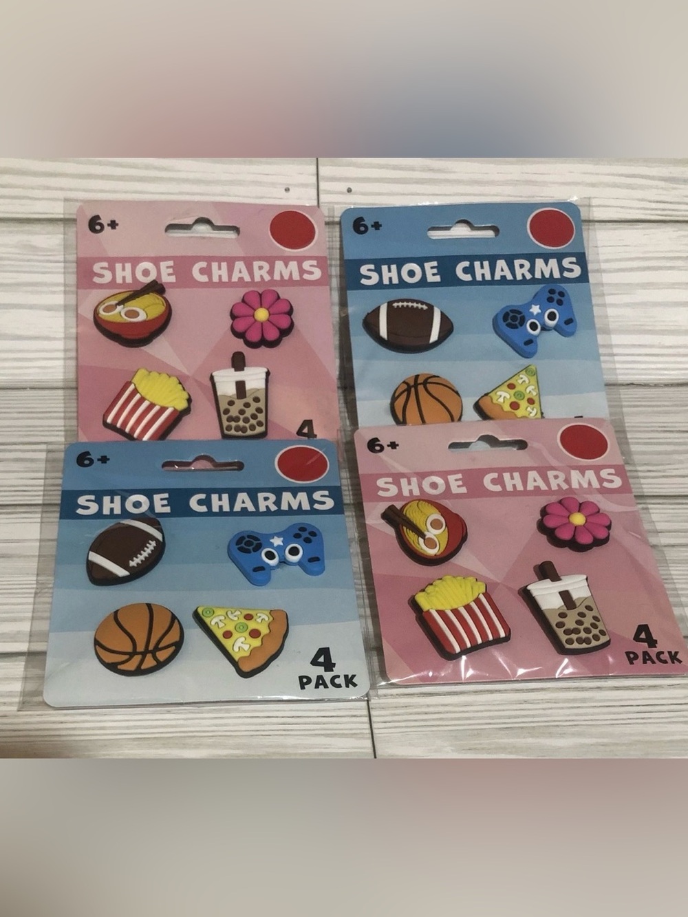 Kids Shoe Charms Pack - Pink & Blue Playful Icons (4-Pack)